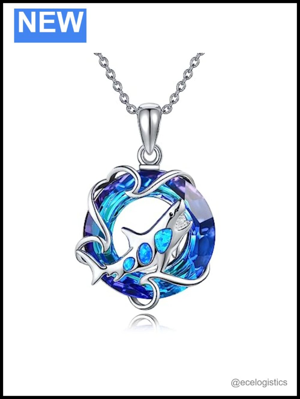 Sterling Silver Shark Pendant Necklace 18+2 Inch Extender Ocean Jewelry Gift